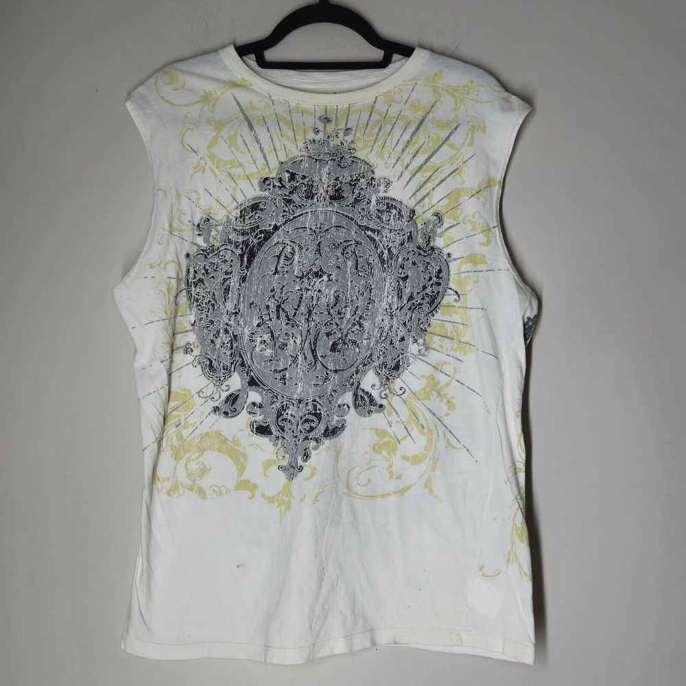 Vintage 2000s PJ Mark Shirt Large Sleeveless Affliction Y2K Grunge Skater Paint